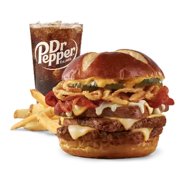 Pretzel Bacon Pub Triple Cheeseburger Combo